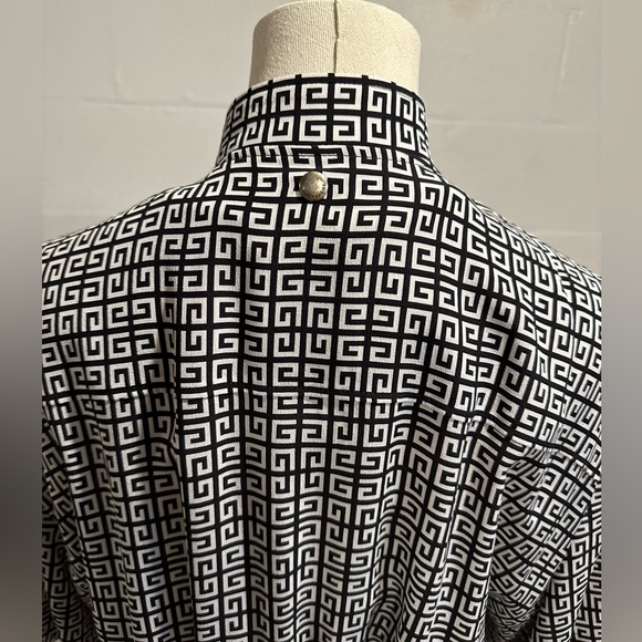 Givenchy Black and White Logo Crepe de Chine Stretch-Knit Midi Dress - Picture 6 of 16